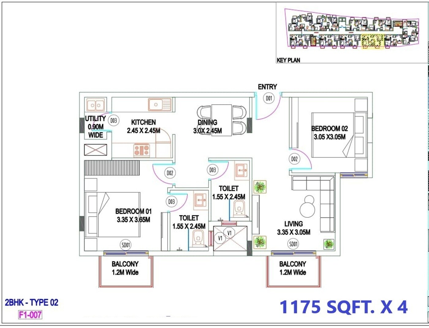 2 BHK 1175 Sq. Ft. Apartment