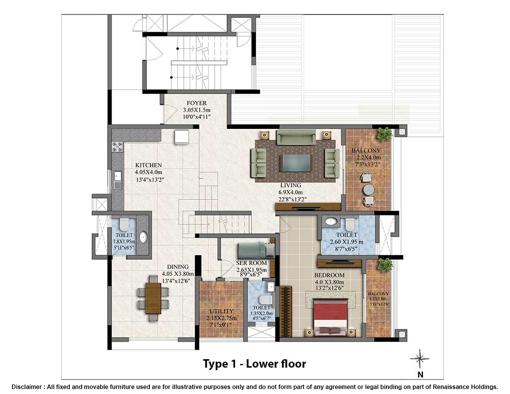 Floor plan of 4 BHK 3949 Sq. Ft. Apartment in Renaissance Avriti, Bangalore