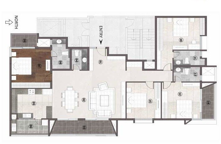 Floor plan of 4 BHK 2665 Sq. Ft. Apartment in Renaissance Bellevue, Bangalore