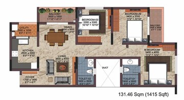 3 BHK Apartment at Renaissance Woods Phase I, Jalahalli West – for Sale