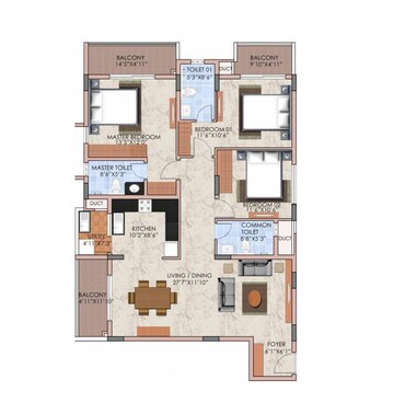  3 BHK Apartment at Renaissance Woods Phase II, Jalahalli – for Sale