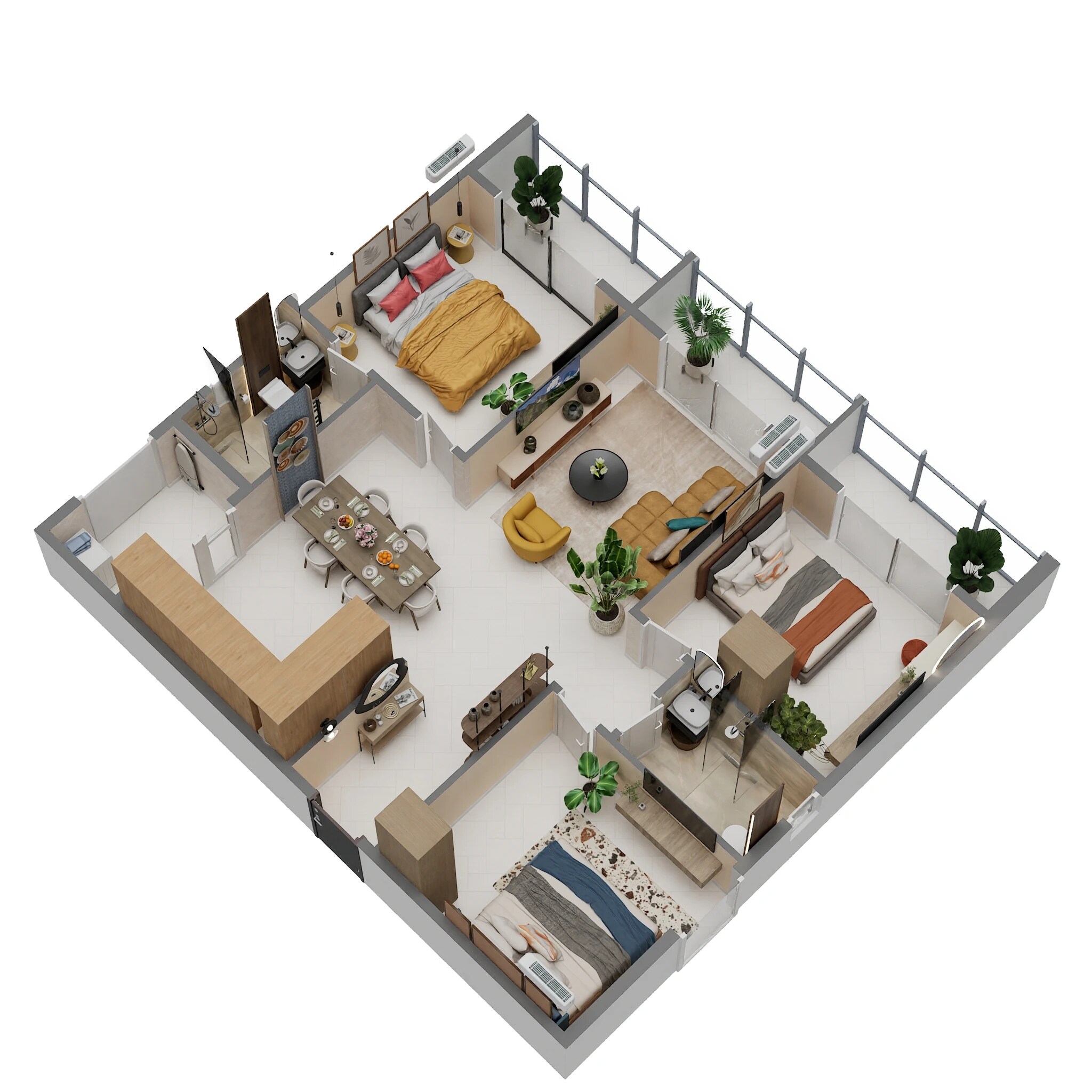 Floor plan of 3 BHK 1438 Sq. Ft. Apartment in Reviva Vintage Valley, Bangalore