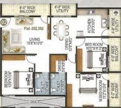 Floor plan of 3 BHK Apartment - 1351 sq. ft. in RHBL Prakrithi, Bangalore