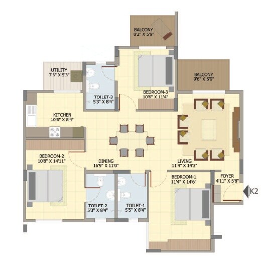 3 BHK 1562 Sq. Ft. Apartment