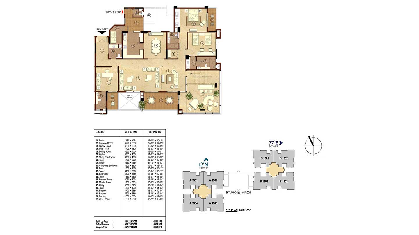 Floor plan of 4 BHK 5654 Sq. Ft. Apartment in RMZ Latitude, Bangalore