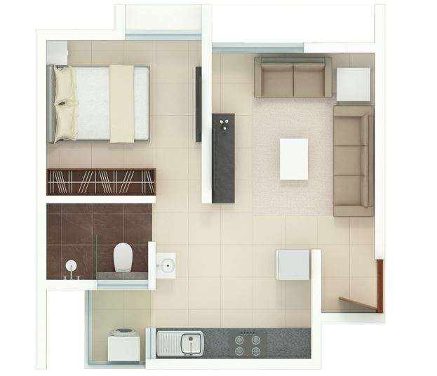 1 BHK 589 Sq. Ft. Apartment in Rohan Akriti Phase 2