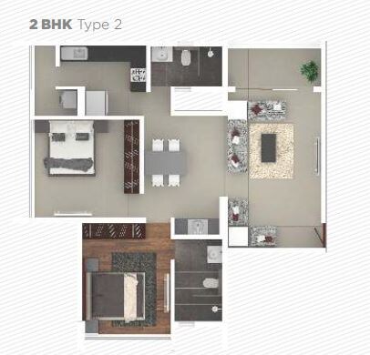 Floor plan of 3 BHK 1904 Sq. Ft. Apartment in Rohan Iksha, Bangalore