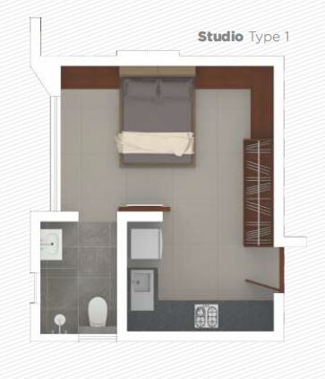 Floor plan of 205 Sq. Ft. Studio in Rohan Iksha, Bangalore