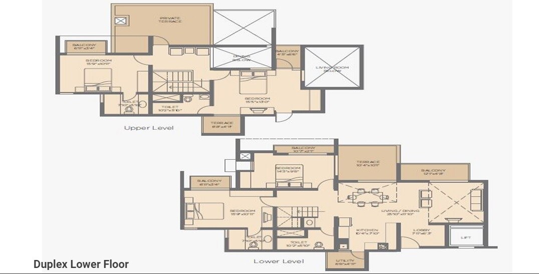 Floor plan of 4 BHK 2662 Sq. Ft. Apartment in Rohan Jharoka Phase 2, Bangalore