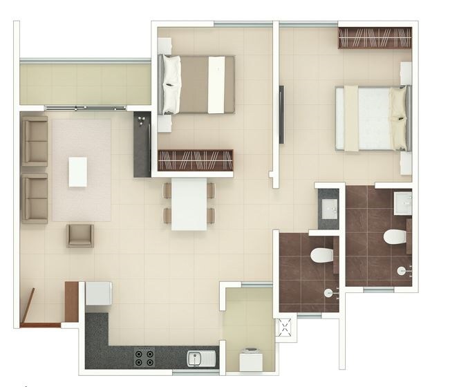 3 BHK 860 Sq. Ft. Apartment