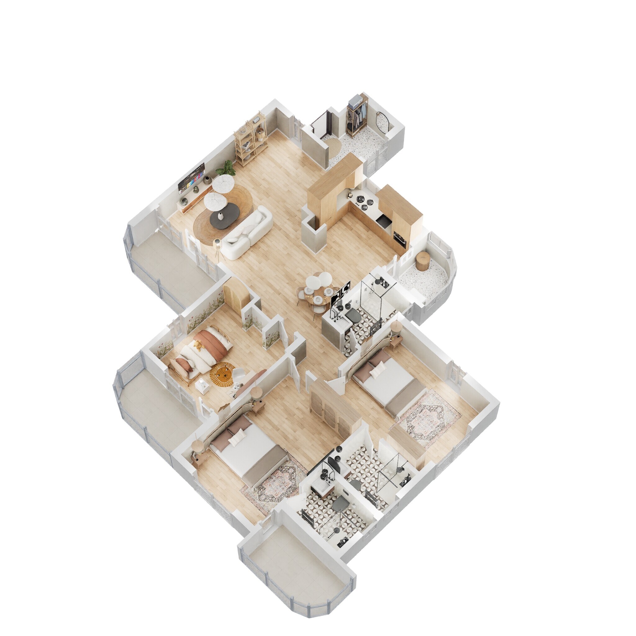 Floor plan of 3 BHK 1560 Sq. Ft. Apartment in Rohan Vasantha, Bangalore