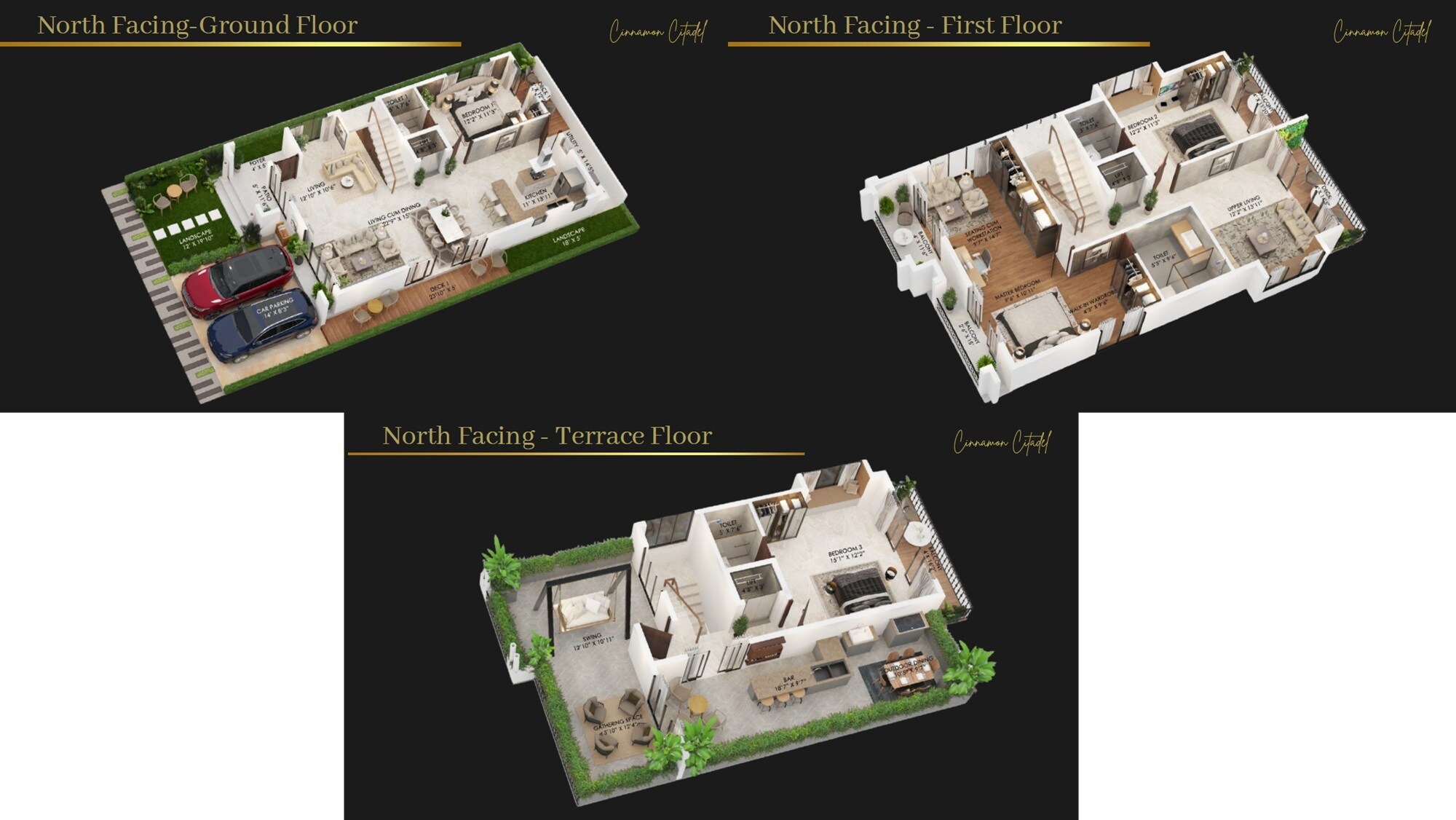 Floor plan of 4 BHK 2899 Sq. Ft. Villa in Royal Cinnamon Citadel, Bangalore