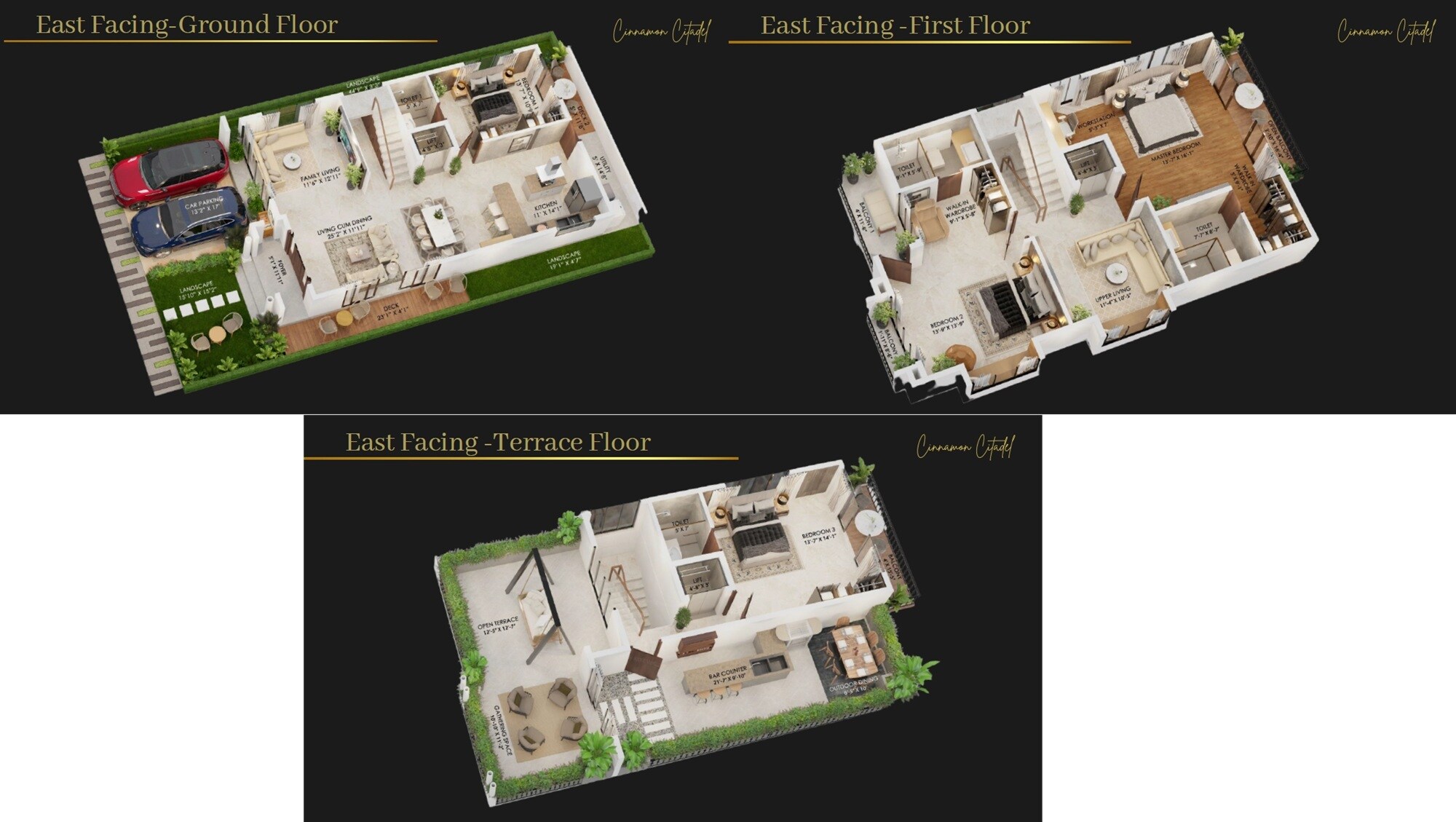 Floor plan of 4 BHK 4448 Sq. Ft. Villa in Royal Cinnamon Citadel, Bangalore