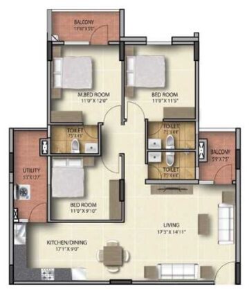  3 BHK Apartment at RR Signature, Thanisandra Main Road – for Rent