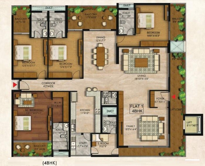 4 BHK 5219 Sq. Ft. Apartment