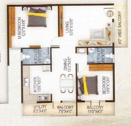 2 BHK 1075 Sq. Ft. Apartment in RT JJ Enclave
