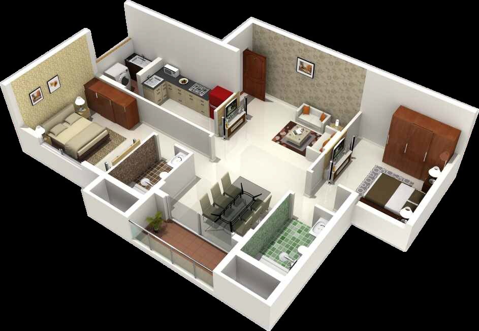 Floor plan of 2 BHK 1175 Sq. Ft. Apartment in S And G Luxuria, Bangalore