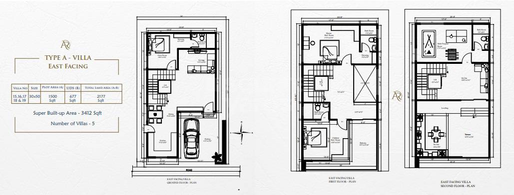 Floor plan of 4 BHK 3412 Sq. Ft. Villa in S And S AR Villas, Bangalore