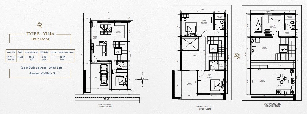 Floor plan of 4 BHK 3435 Sq. Ft. Villa in S And S AR Villas, Bangalore