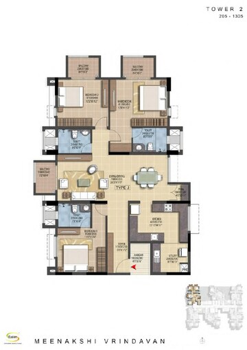  3 BHK Apartment at S Balan Meenakshi Vrindavan, Hsr Layout – for Sale