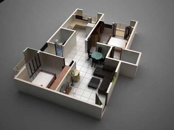 Floor plan of 2 BHK 917 Sq. Ft. Apartment in S2 Avantikaa, Bangalore
