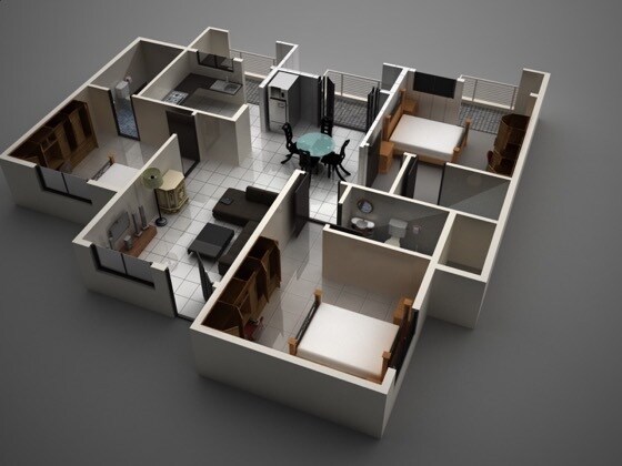 Floor plan of 3 BHK 1125 Sq. Ft. Apartment in S2 Avantikaa, Bangalore