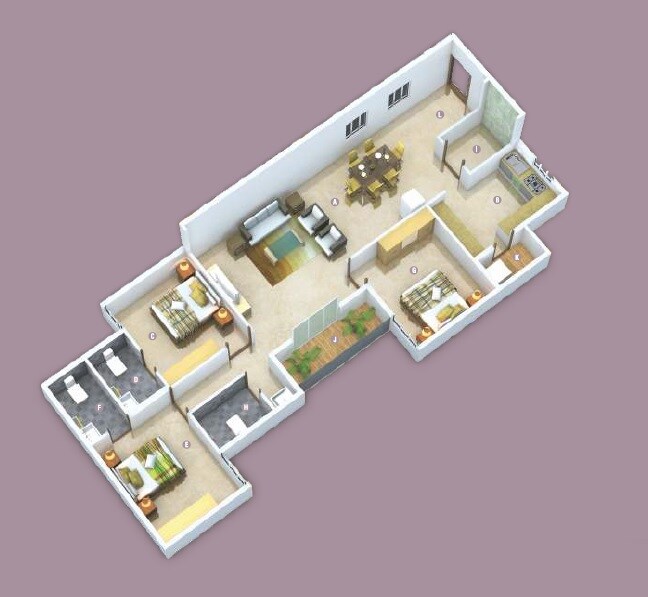 Floor plan of 3 BHK 1425 Sq. Ft. Apartment in Sai Balaji Royal, Bangalore