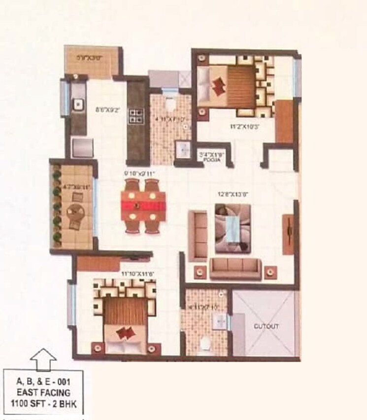 Other, sai-kalyan-ultima 2 Bedroom 1100 Sq.Ft. Apartment In Thanisandra Bangalore 8965825