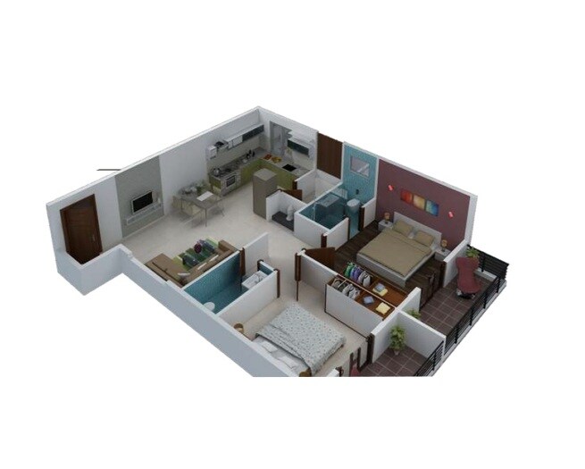 Floor plan of 2 BHK 1211 Sq. Ft. Apartment in Sai Kalyan Winst, Bangalore