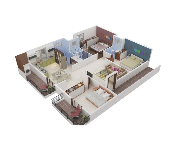 Floor plan of 3 BHK 1653 Sq. Ft. Apartment in Sai Kalyan Winst, Bangalore