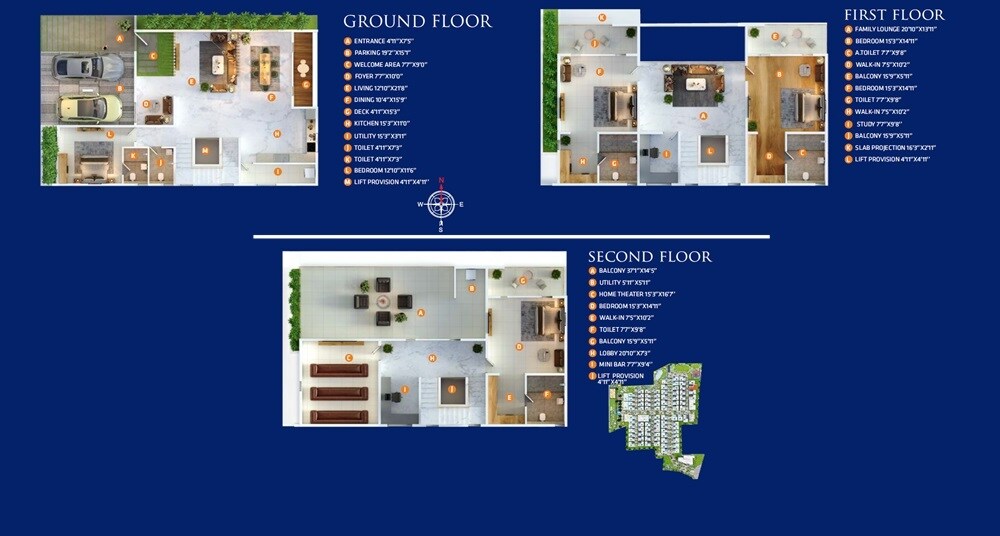 Floor plan of 4 BHK 5744 Sq. Ft. Villa in Sai Purvi Sapphire, Bangalore