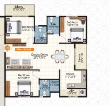  3 BHK Apartment at Sai Purvi Symphony, Gunjur – for Rent