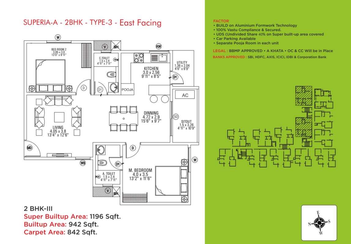 2 BHK 1196 Sq. Ft. Apartment in Sai Superia