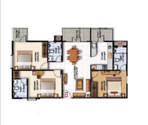 3 BHK 1350 Sq. Ft. Apartment