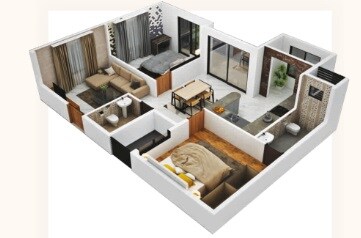 Floor plan of 2 BHK 1039 Sq. Ft. Apartment in Saibya Square, Bangalore