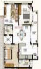 Floor plan of 2 BHK 1074 Sq. Ft. Apartment in Saibya Square, Bangalore