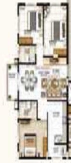 Floor plan of 3 BHK 1285 Sq. Ft. Apartment in Saibya Square, Bangalore
