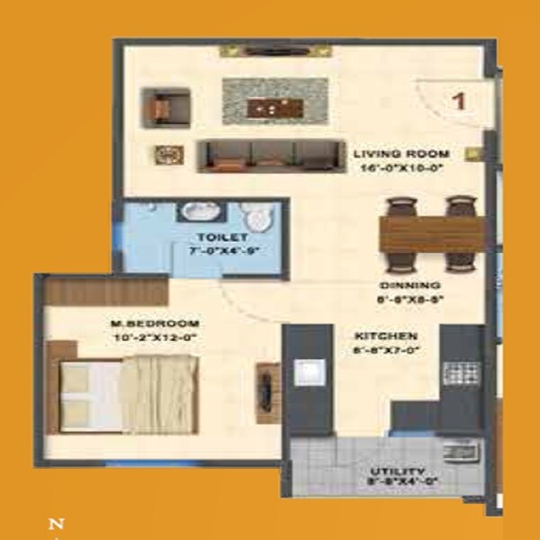 1 BHK 580 Sq. Ft. Apartment