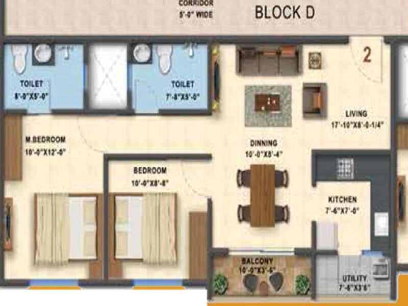 2 BHK 1080 Sq. Ft. Apartment