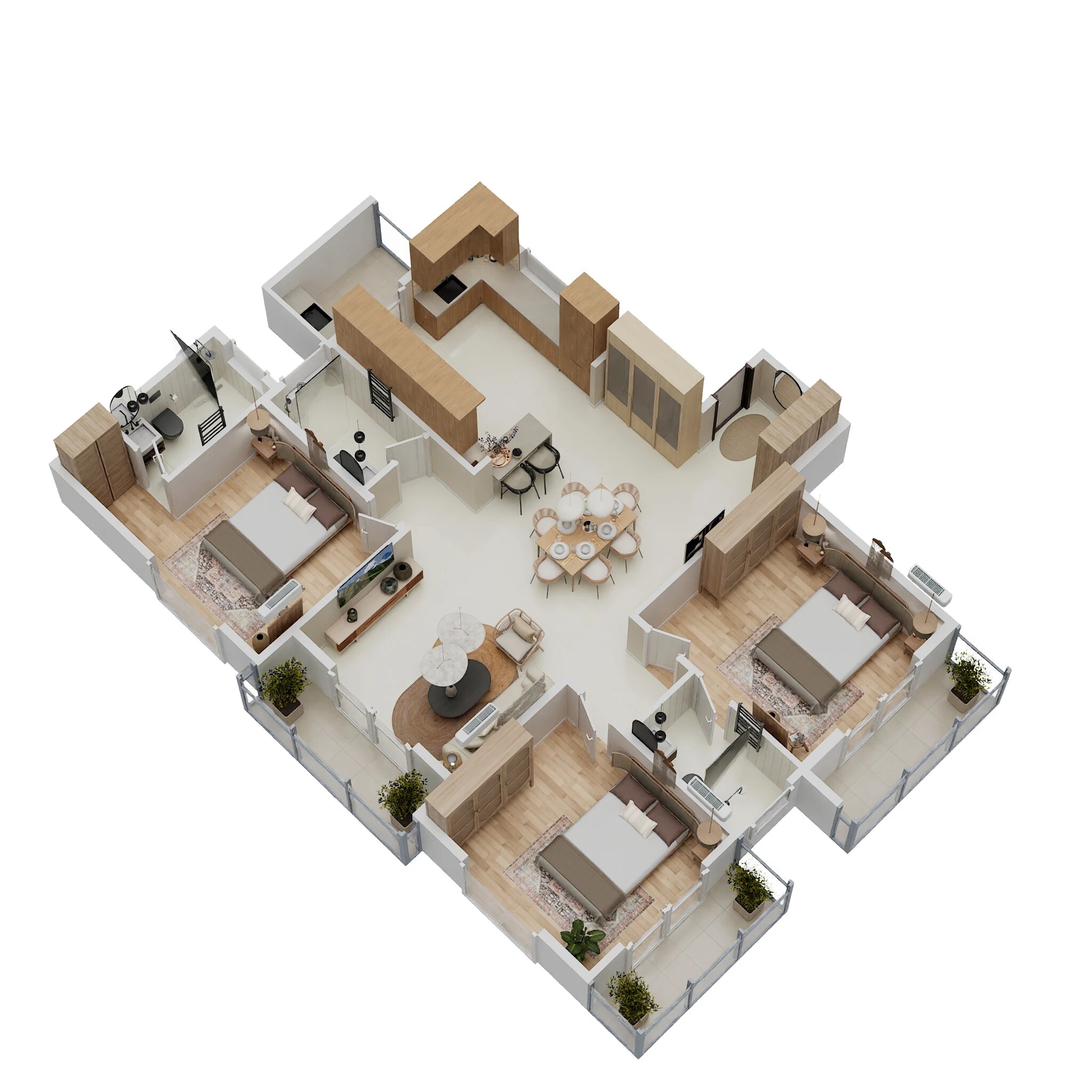 Floor plan of 3 BHK 1670 Sq. Ft. Apartment in Saiven Six Senses, Bangalore