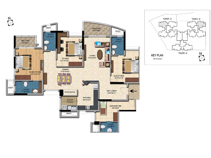 Floor plan of 3 BHK 2226 Sq. Ft. Apartment in Salarpuria Casa Irene, Bangalore