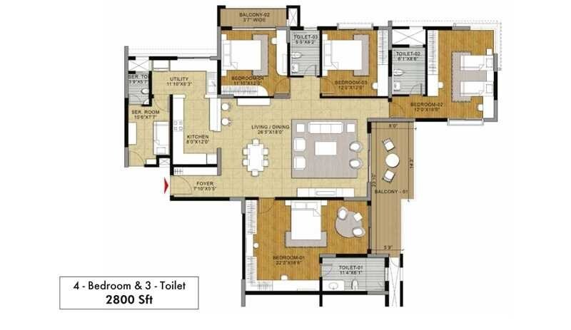 3 BHK 2800 Sq. Ft. Apartment