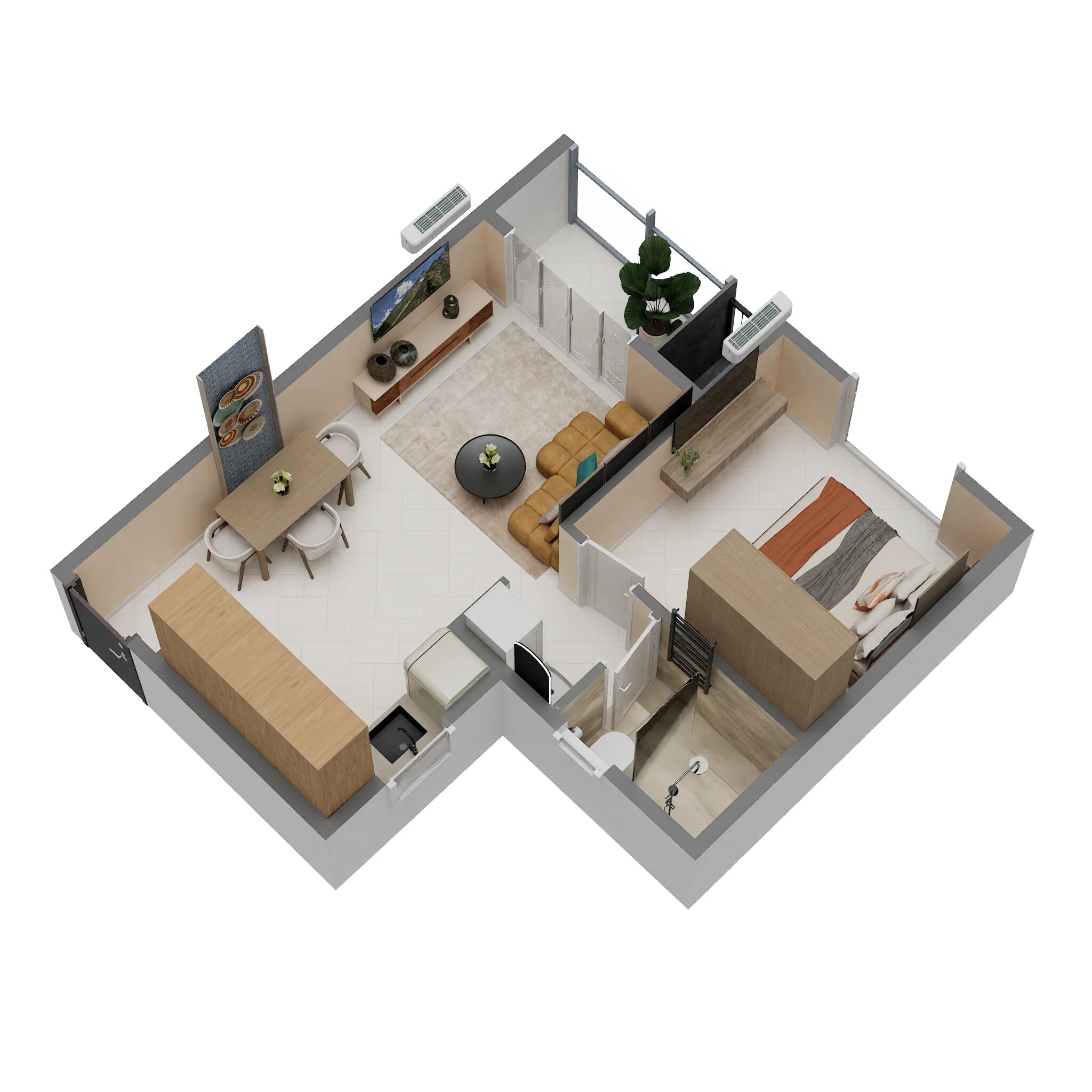 1 BHK 595 Sq. Ft. Apartment