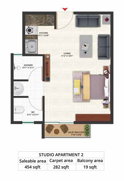 454 Sq. Ft. Studio