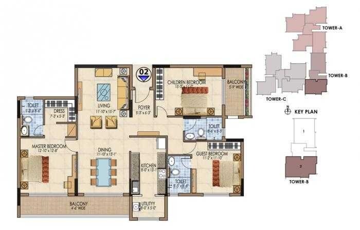 3 BHK 1832 Sq. Ft. Apartment