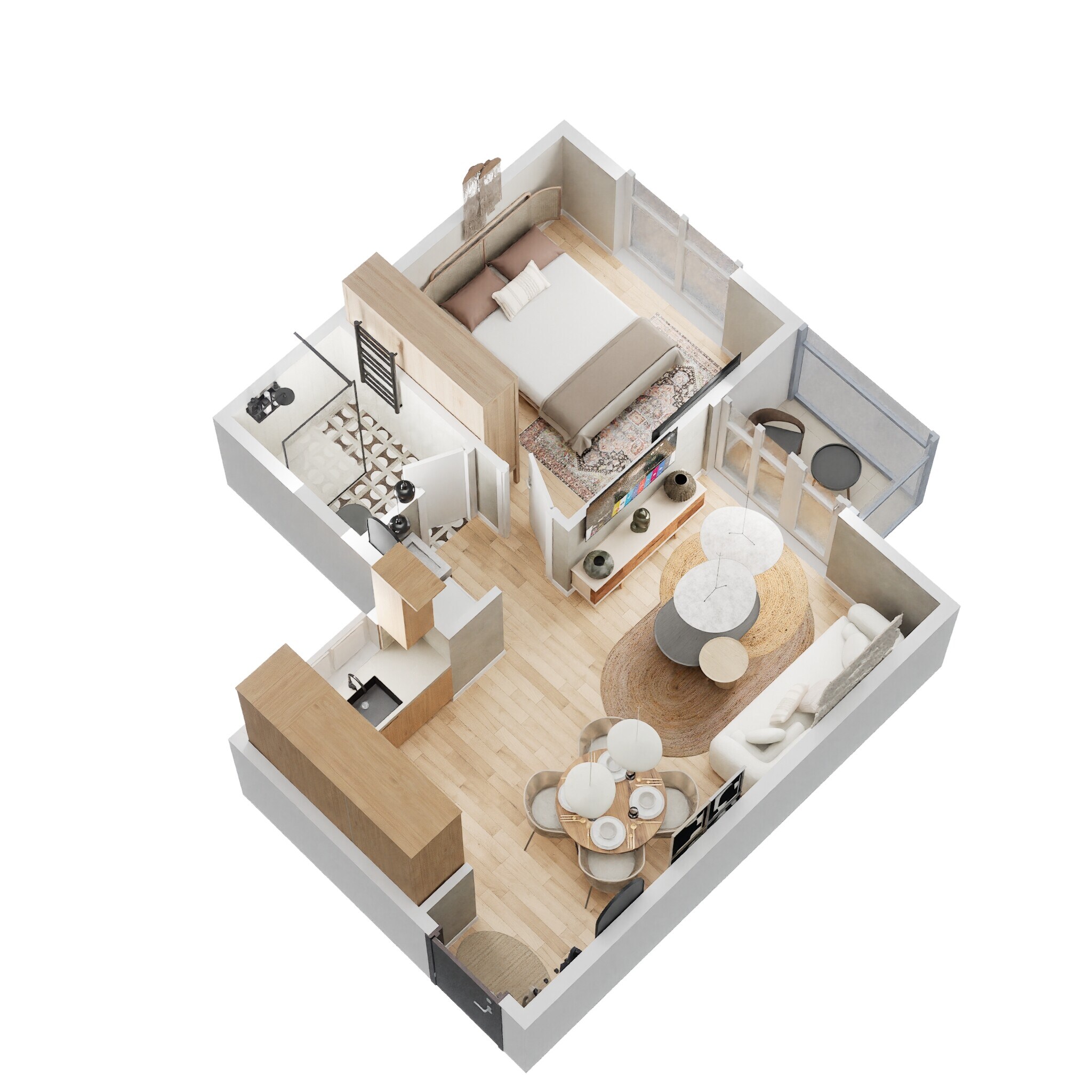 1 BHK 542 Sq. Ft. Apartment