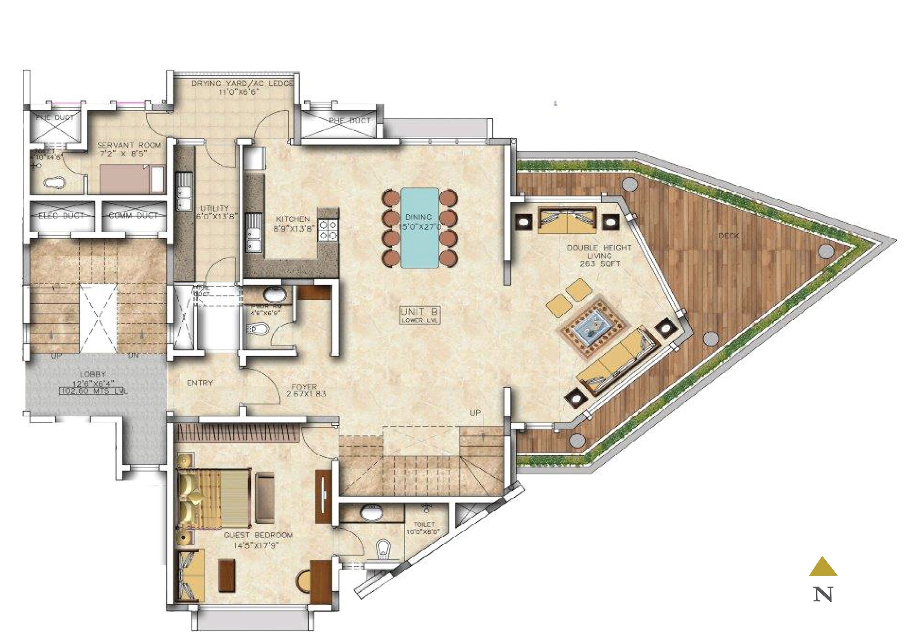 Floor plan of 4 BHK 3633 Sq. Ft. Apartment in Salarpuria Sattva Casa Crescent, Bangalore