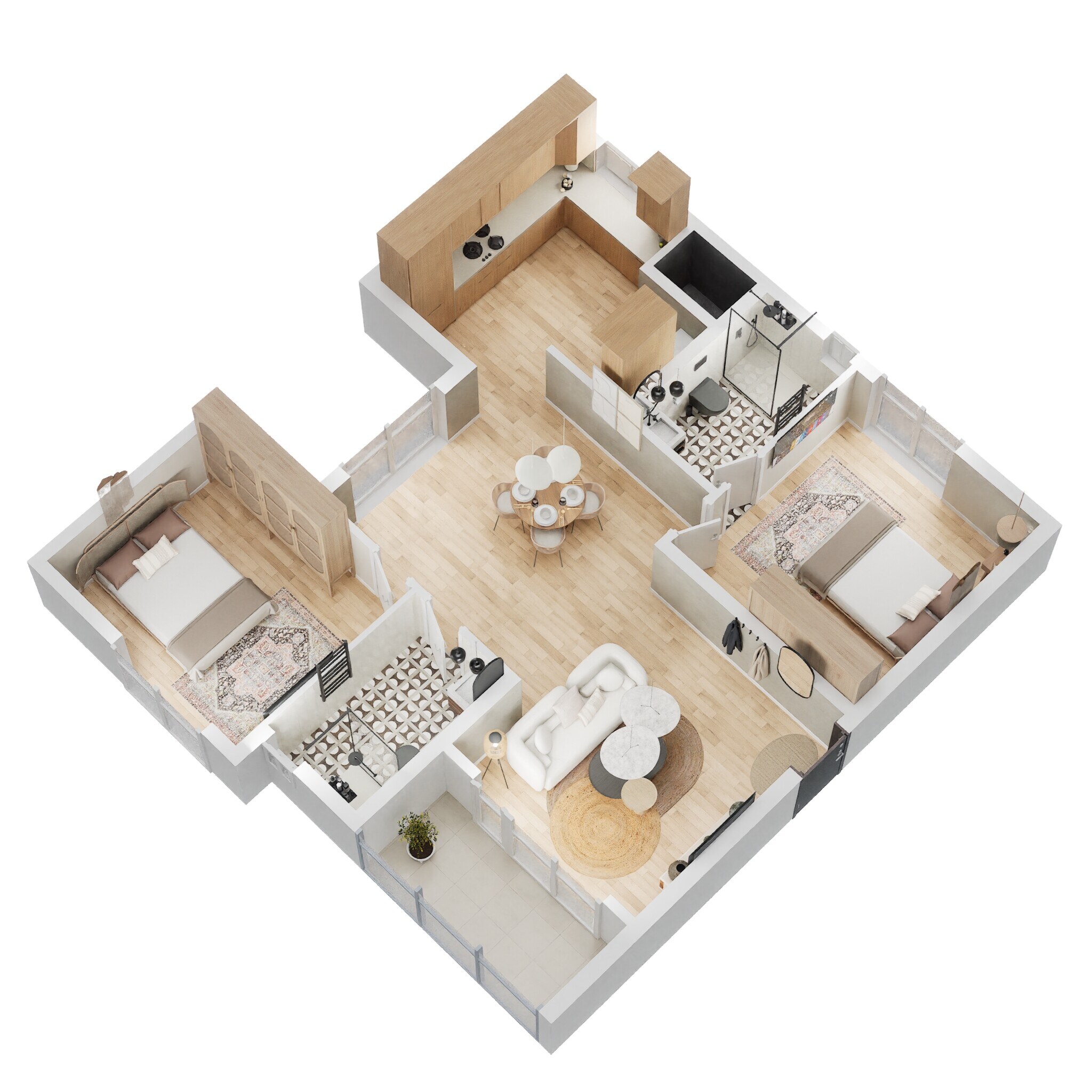 Floor plan of 2 BHK 1180 Sq. Ft. Apartment in Salarpuria Sattva Divinity, Bangalore