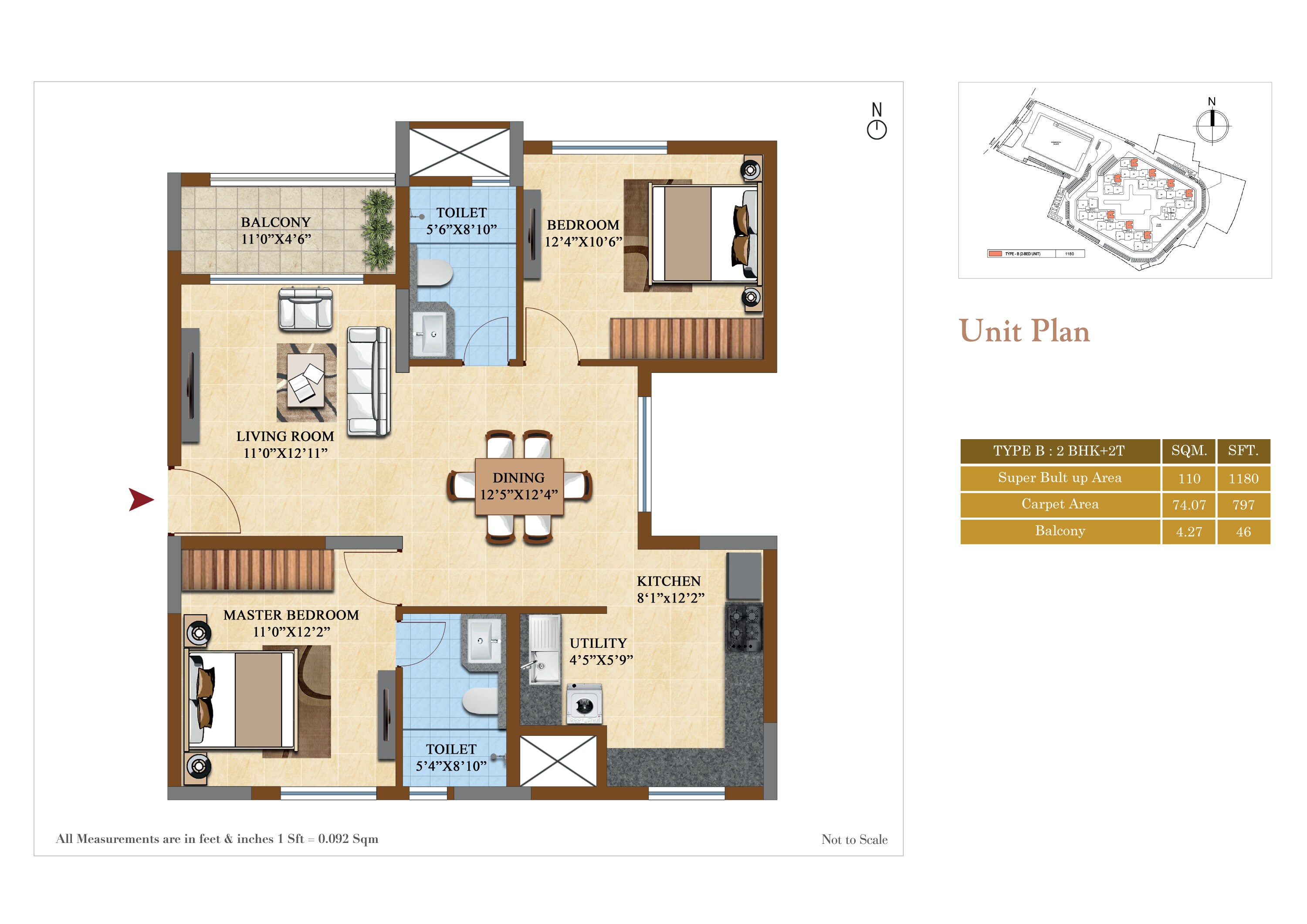  2 BHK Apartment at Salarpuria Sattva Divinity, Mysore Road – for Rent