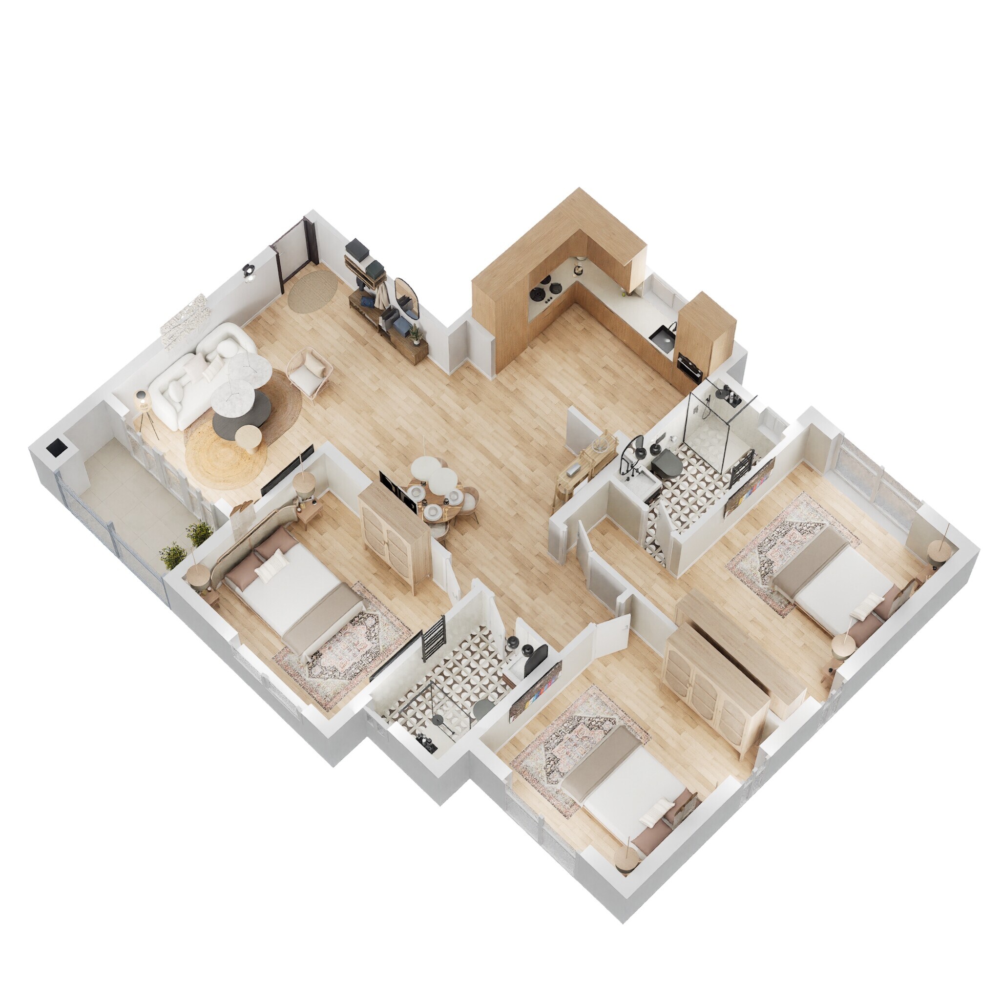 Floor plan of 2 BHK 1520 Sq. Ft. Apartment in Salarpuria Sattva Divinity, Bangalore